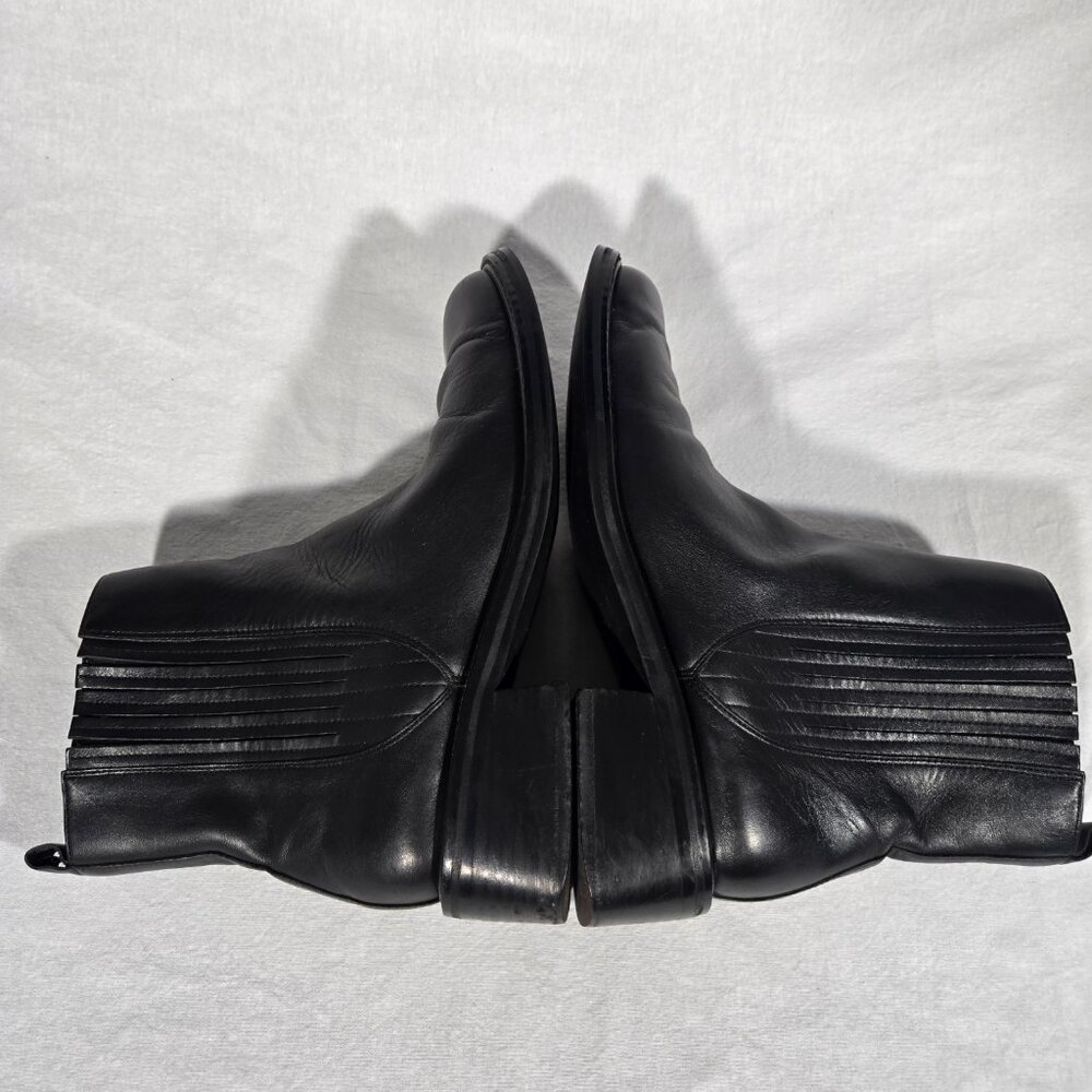 Vintage Y2K 90's BLACK Leather Chunky Platform Block Heel Chelsea Boot Size 10M - Picture 7 of 17